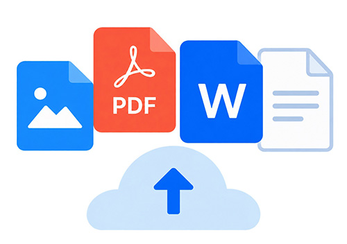 图片、PDF 和 Word 文件上传示意